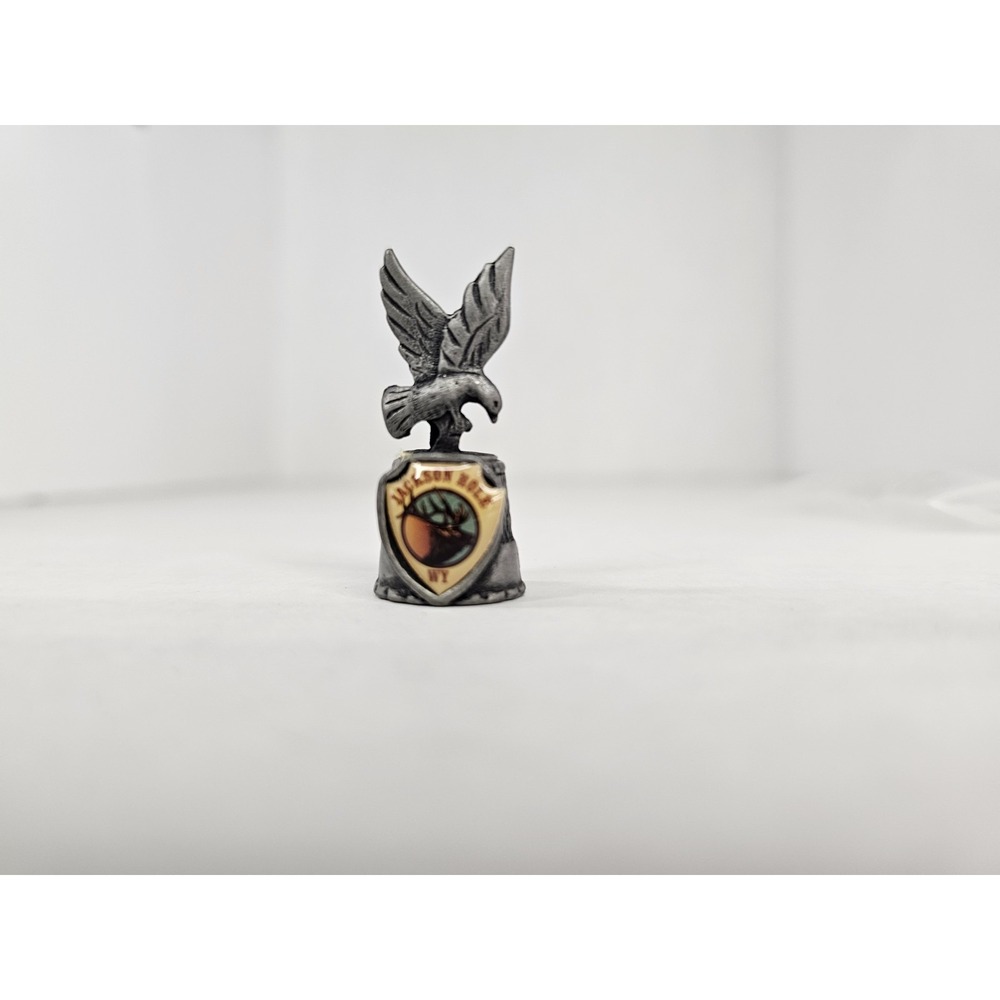 Pewter Eagle Thimble - Jackson Hole Wyoming - Rare Travel Souvenir